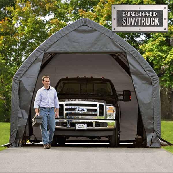 Garage-in-a-Box 13' x 20' x 12', Peak Style for SUV/Truck, Gray